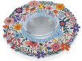 Honey Dish with Glass Bowl, Lively Flower Design - Dorit Judaica