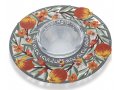 Honey Dish with Glass Bowl, Pomegranates in Lively Colors - Dorit Judaica
