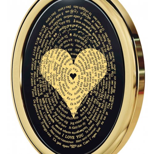 'I Love You' - Inscribed in 120 languages 24 & 14K Gold Necklace