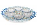 Indian Flowers Seder Plate with Glass Bowls - Dorit Judaica