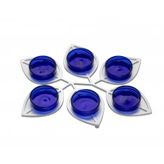 Israel Museum Anodized Aluminum Passover Seder Plate with Leaf Design and Blue Glass Dishes