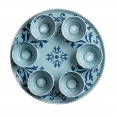 Israel Museum Blue Flower Passover Seder Plate with Matching Dishes