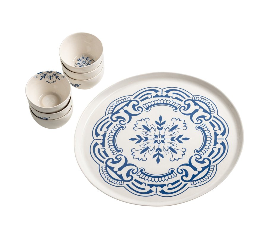 Israel Museum Blue and White Flower Passover Seder Plate