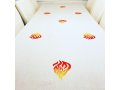 Ivory Colored Tablecloth Decorated with Breslev Flame Design - Haésh Sheli