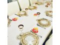 Ivory Colored Tablecloth Decorated with Breslev Flame Design - Haésh Sheli