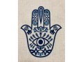 Ivory and Blue Hamsas Table Runner