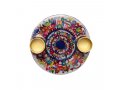 Jerusalem Design Small Metal Candle Holders on Attached Tray - Yair Emanuel
