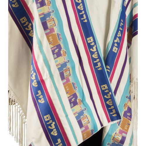 Jerusalem Design Tallit Blue Shades by Talitnia