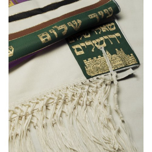 Jerusalem Design Tallit Green Shades by Talitnia