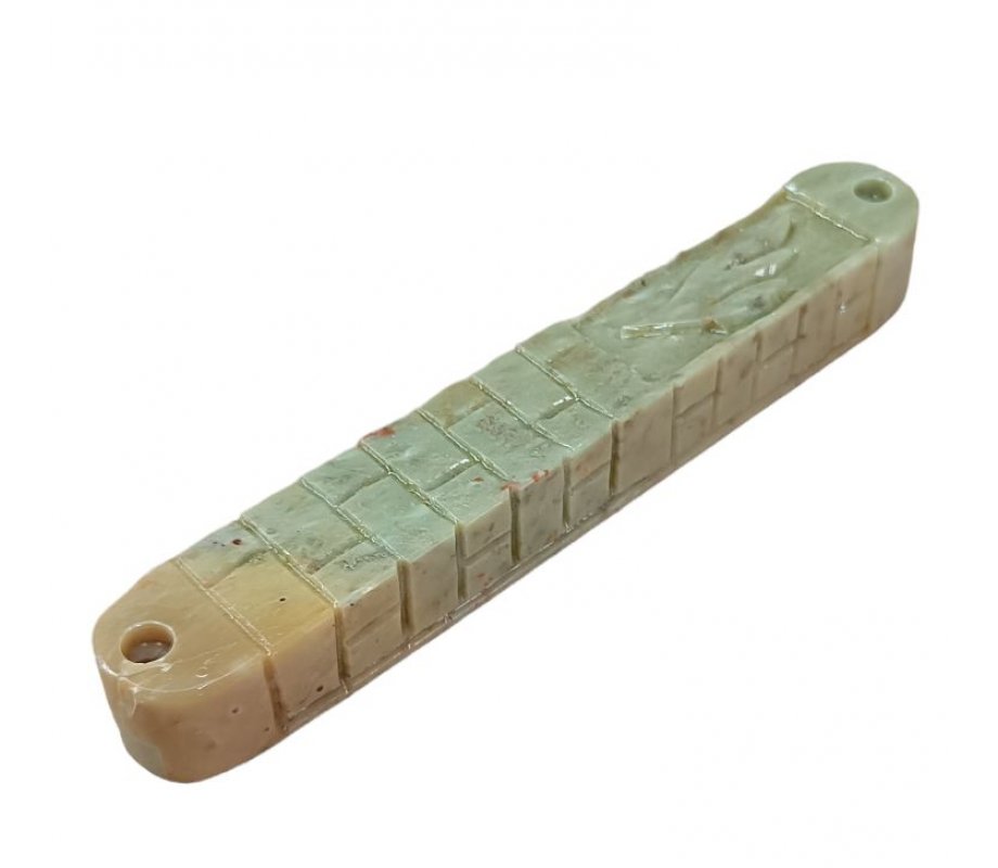Jerusalem Stone Flat Mezuzah Case, Set of Four with Western Wall - 5.9
