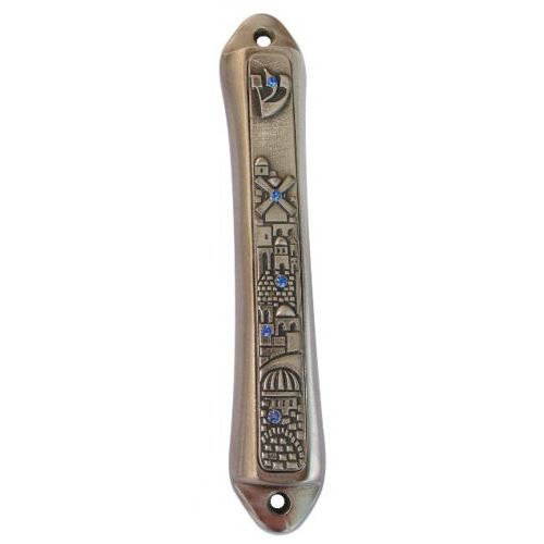 Jerusalem Windmill Design Mezuzah Case