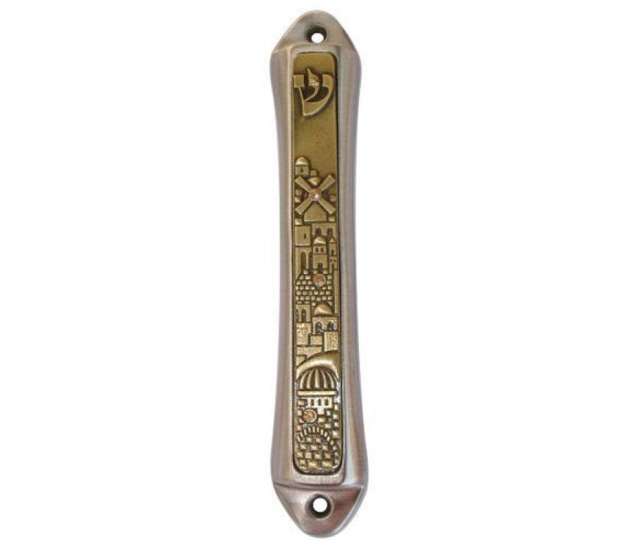 Jerusalem Windmill Design Mezuzah Case