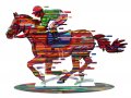 Jockey Free Standing Double Sided Horse and Rider Sculpture - David Gerstein