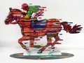 Jockey Free Standing Double Sided Horse and Rider Sculpture - David Gerstein