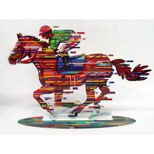 Jockey Free Standing Double Sided Horse and Rider Sculpture - David Gerstein