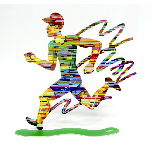 Jogger Man Free Standing Double Sided Runner Sculpture - David Gerstein