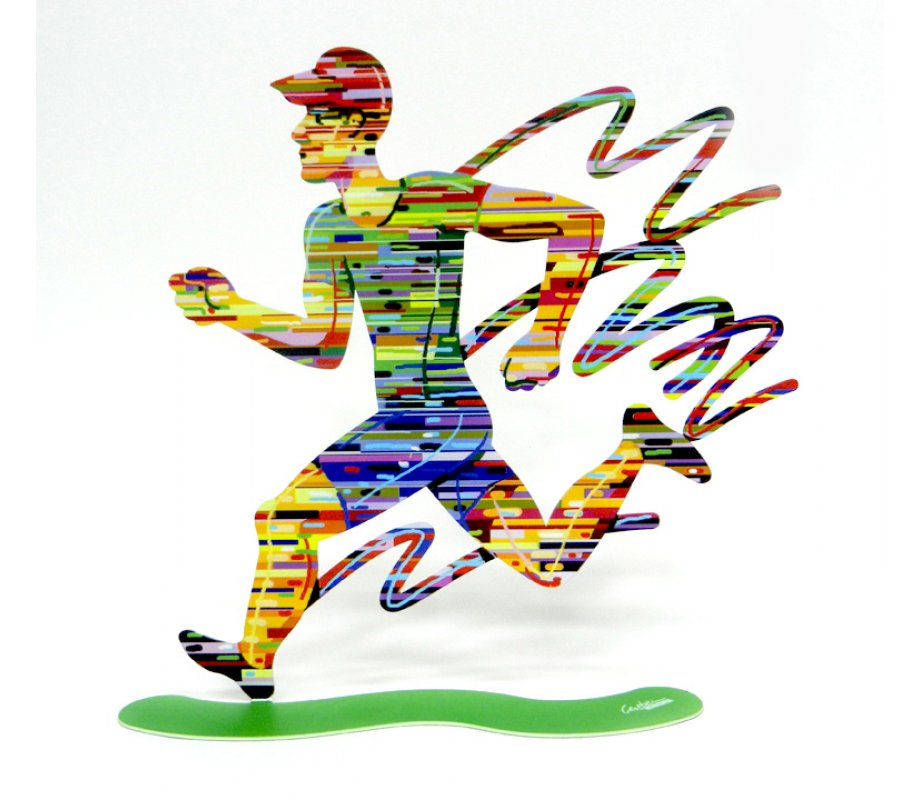 Jogger Man Free Standing Double Sided Runner Sculpture - David Gerstein