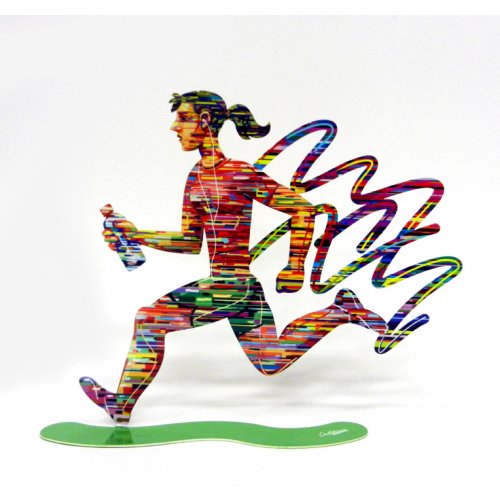Jogger Woman Free Standing Double Sided Runner Sculpture - David Gerstein
