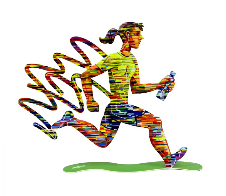 Jogger Woman Free Standing Double Sided Runner Sculpture - David Gerstein