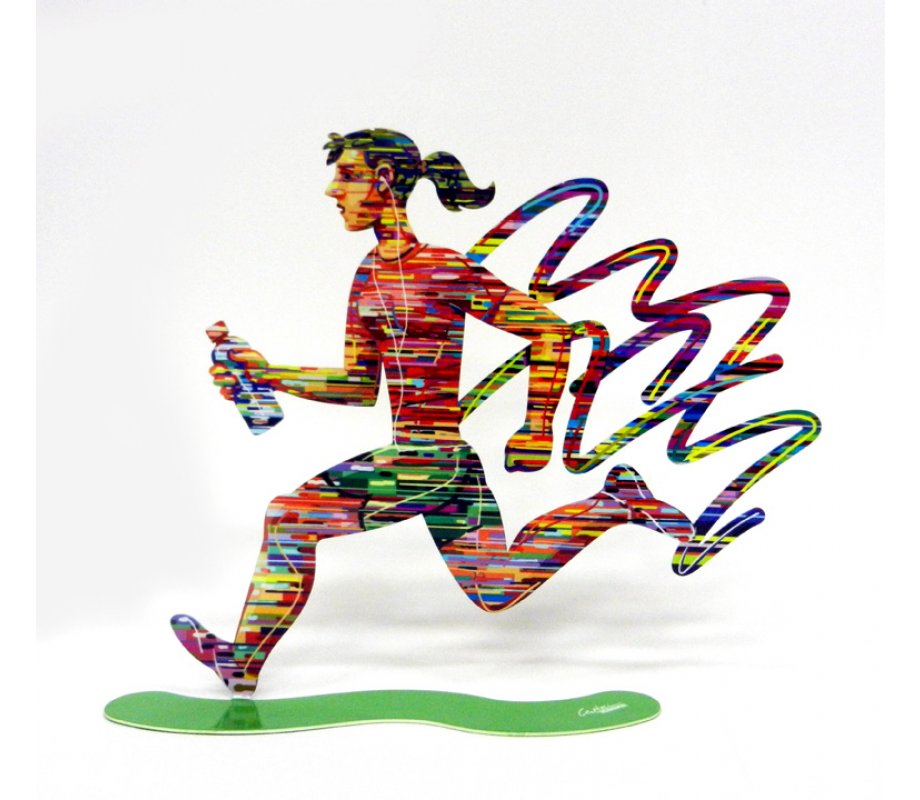 Jogger Woman Free Standing Double Sided Runner Sculpture - David Gerstein
