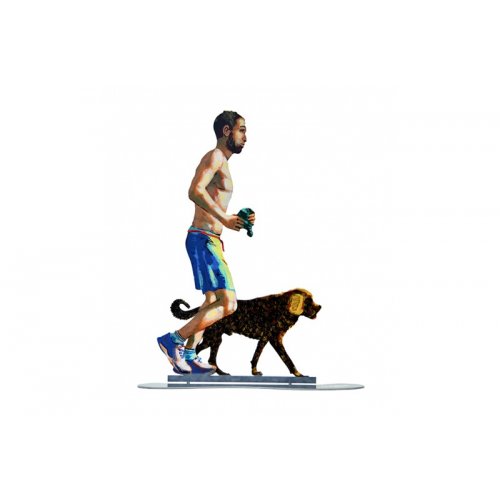 Jogger with Dog Free Standing Double Sided Sculpture - David Gerstein