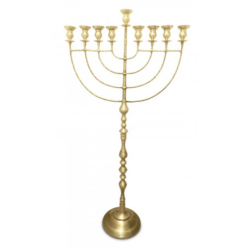 Jumbo Size Gleaming Gold Brass Hanukkah Menorah for Public Places - 58 Inches