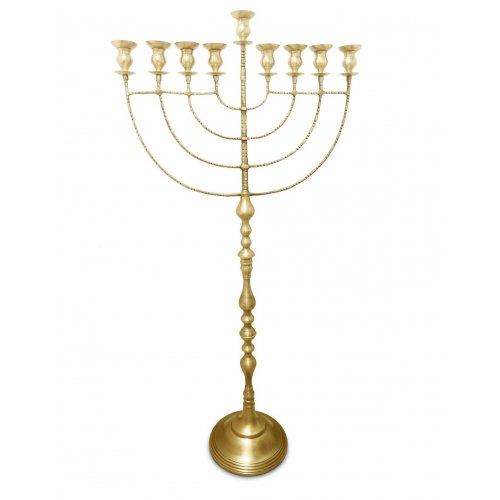 Jumbo Size Hanukkah Gold Brass Menorah for Display, Antique Look - 58