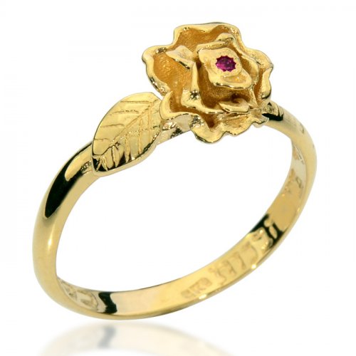 Kabbalah Gold Love Ring, Rose with Ruby, as 