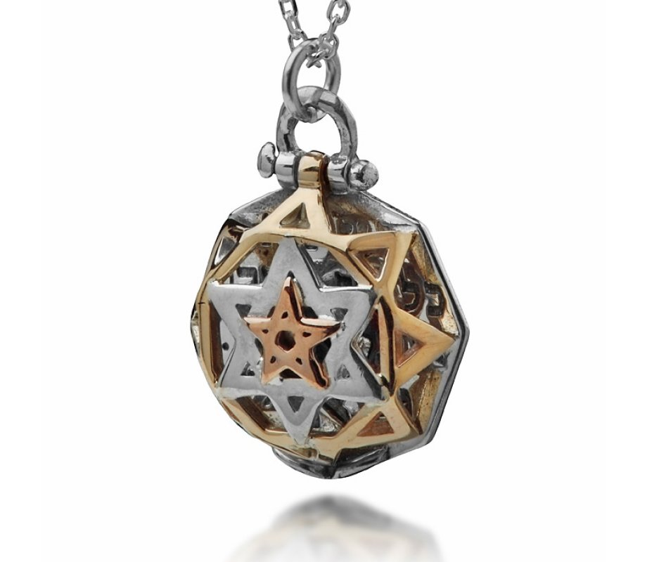 Kabbalah Pendant Necklace, Tikun Hava in Gold and Silver with 5 Metals - Ha'Ari