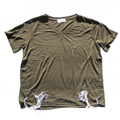 Khaki Adult Size T-Shirt with Tzitzit Attached