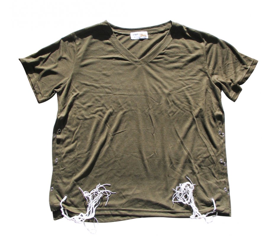 Khaki Adult Size T-Shirt with Tzitzit Attached