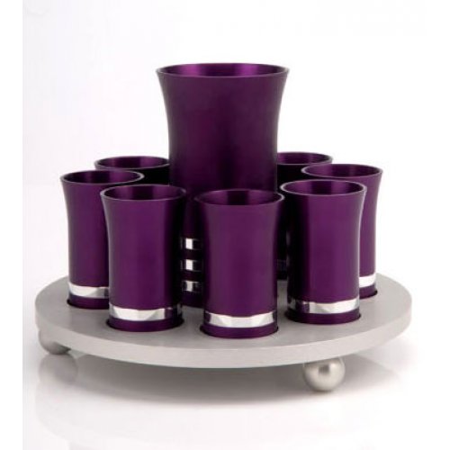 Kiddush Cup Set in Purple-Silver by Agayof