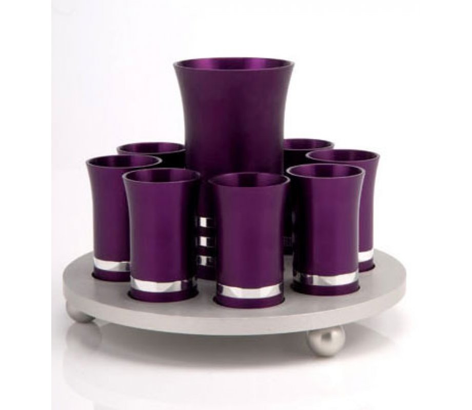 Kiddush Cup Set in Purple-Silver by Agayof