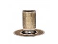 Kiddush Cup Set with Pomegranate Cutout, Stainless Steel and Brass - Yair Emanuel