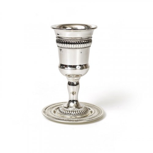 Kiddush Cup and Matching Plate with Regency Design - Silver Plated