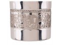 Kiddush Cup and Plate with Silver Jerusalem Overlay, Hammered Silver - Yair Emanuel