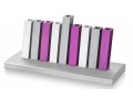 Kinetic Hanukkah Menorah Anodized Aluminum, Purple, Gray and Silver Rods - Adi Sidler