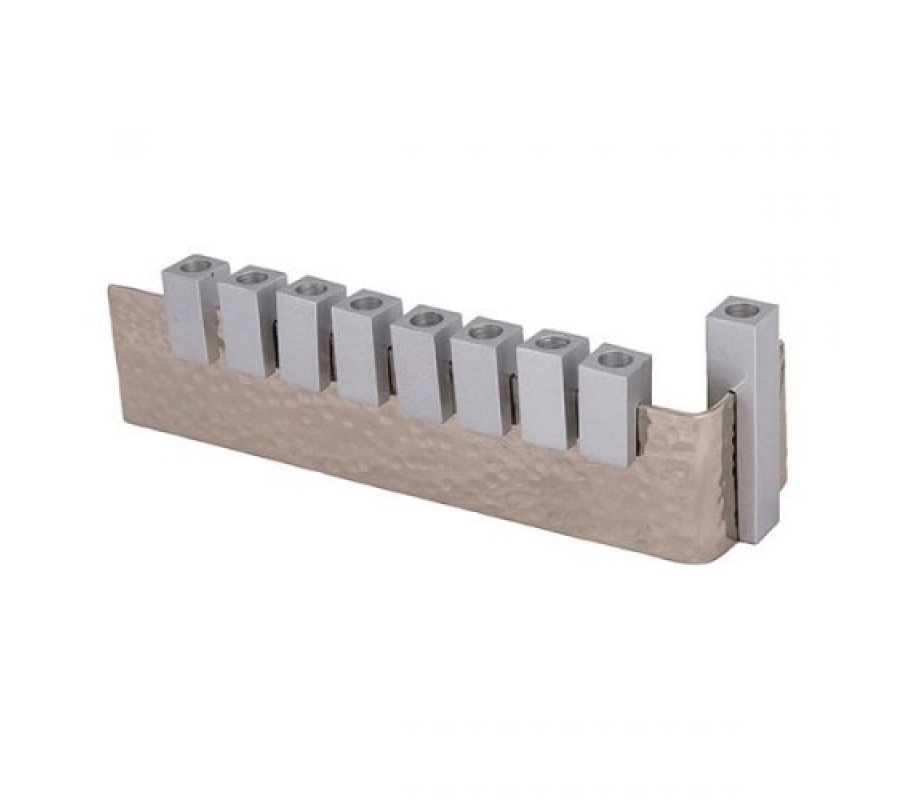 L-Shaped Hanukkah Menorah Cube Candle Holders, Silver- Yair Emanuel