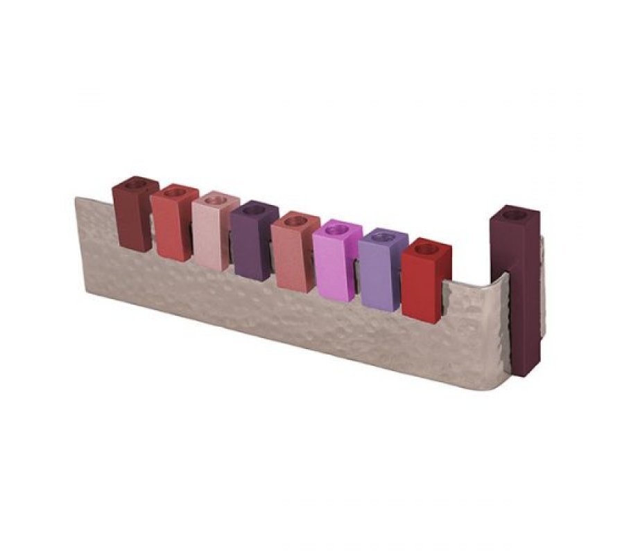 L-Shaped Hanukkah Menorah, Shades of Red - Yair Emanuel