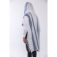 LaMenatzeach Wool Tallit Non Slip Prayer Shawl - Royal Blue