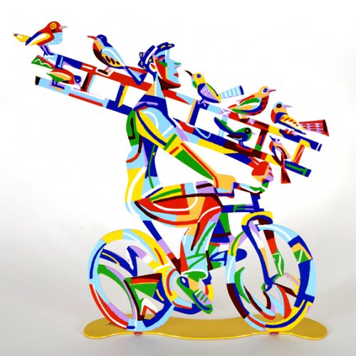 Ladder Man Free Standing Double Sided Bicycle Sculpture - David Gerstein