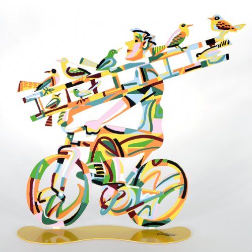 Ladder Man Free Standing Double Sided Bicycle Sculpture - David Gerstein