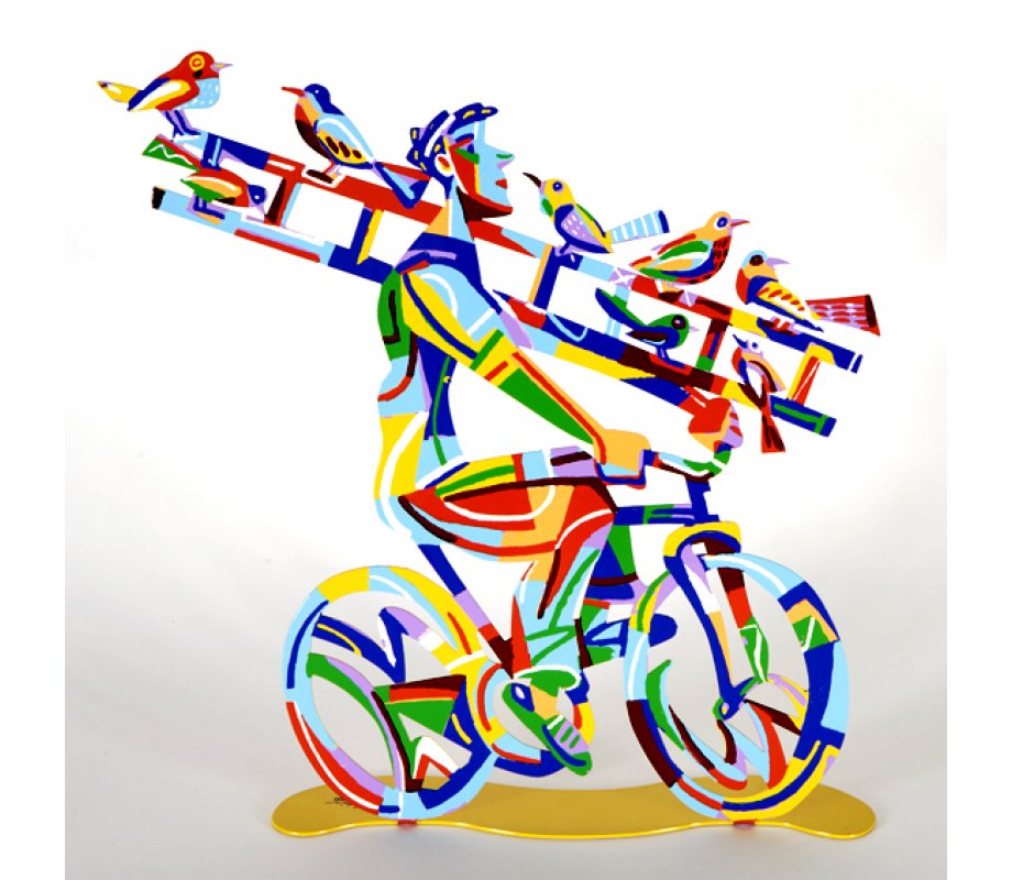Ladder Man Free Standing Double Sided Bicycle Sculpture - David Gerstein