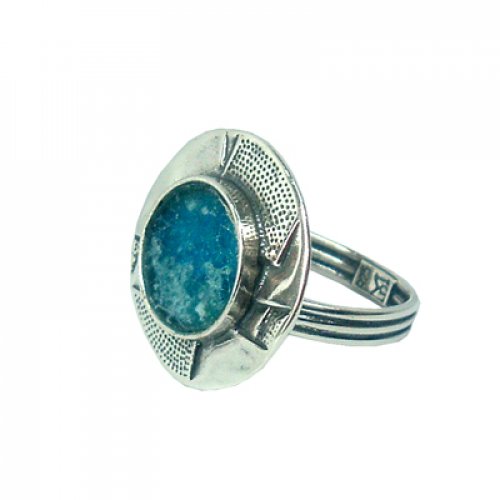 Lakes and Mountains Design Roman Glass Ring