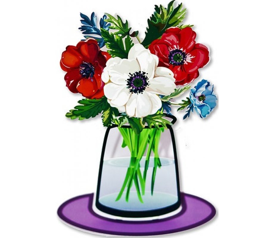 Large Colorful Bouquet of Anemones as a Free-Standing Sculpture - Dorit Judaica