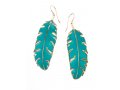 Large Turquoise Paradisaea Feather Earrings by Adina Plastelina