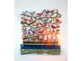 Laser Cut Metal Colorful Hanukka Menorah, Fluttering Birds - David Gerstein