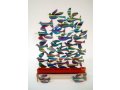 Laser Cut Metal Colorful Hanukkah Menorah, Birds in Flight - David Gerstein