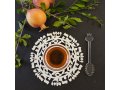 Laser Cut Metal Honey Dish with Glass Bowl, Shana Tova Design - Dorit Judaica