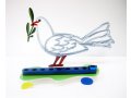 Laser Cut Metal White and Blue Hanukkah Menorah, Peace Dove - David Gerstein